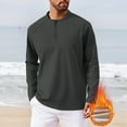 thumbnail image 2 of Timoontee Men's Fleece Lined Tops Spring Fall Warm Shirts Loungewear Shirt Casual Long Sleeve Stand Collar Shirts Solid Quarter Zip Pullover Army Green XL, 2 of 8