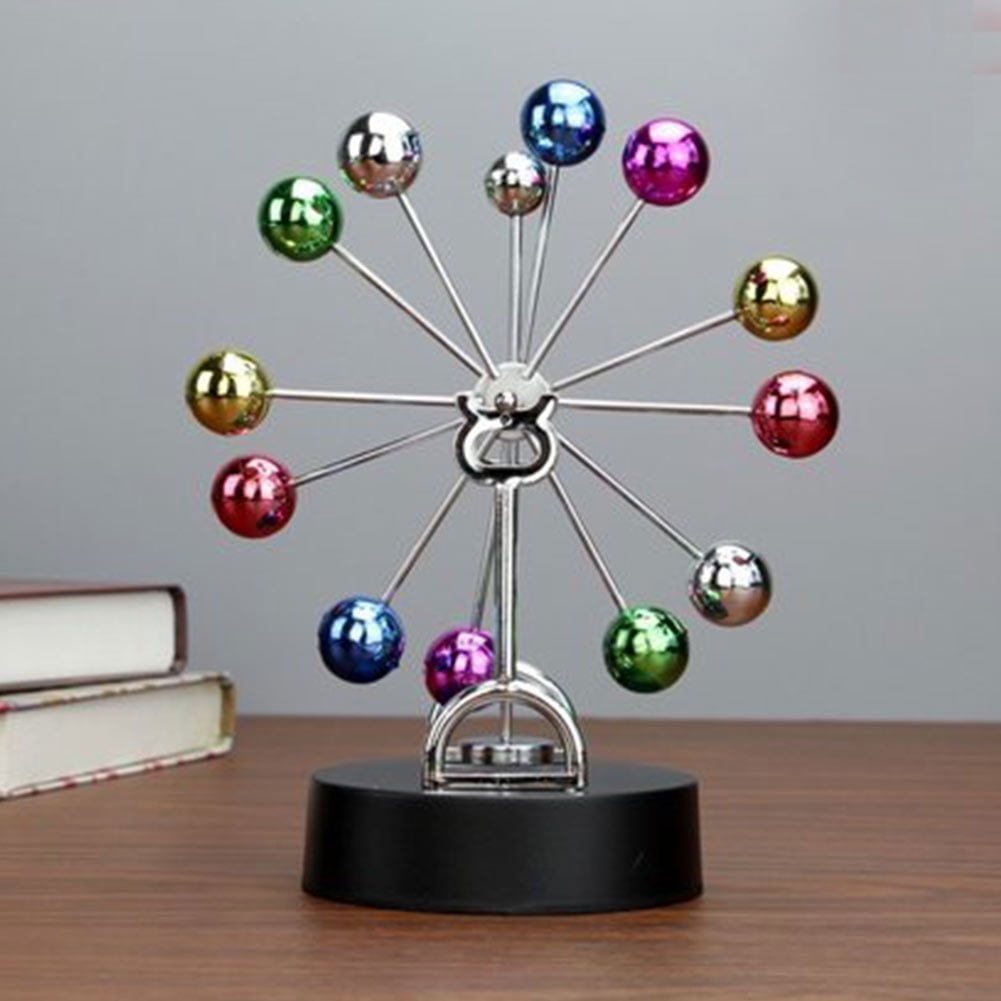 Colorful Electronic Perpetual Motion Toy with Revolving Ball Home Desk Decor 