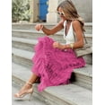 thumbnail image 5 of Women's Tulle Midi Skirt Elastic High Waist A-Line Ruffle Tiered Layered Mesh Puffy Long Maxi Skirt, 5 of 11
