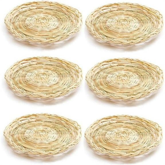 NOGIS 6Pcs Bamboo Paper Plate Holder - 10 Inch Round Woven Plate Holder, Reusable Paper Plate Holders for Picnic Party