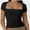 Black, variant on Women Square Neck Crop Top Short Sleeve T Shirts Slim Fitted Tops Cute Summer Basic Tees Trendy