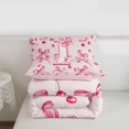 thumbnail image 5 of Manfei Dreamy Ribbon Bow Full Size Comforter Sets For Girl,Letter I Initial Lettering Bedding Sets,Pink Reversible,3-Piece, 5 of 7