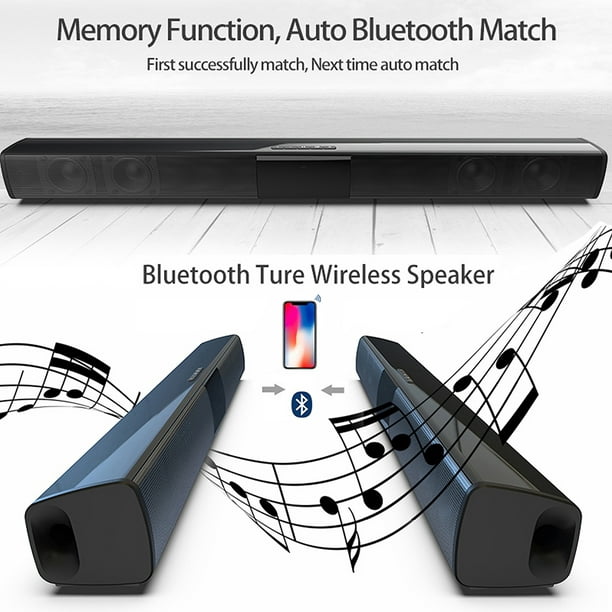 Doosl Sound Bar, 22 inch Bluetooth TV Speaker with Remote & 4 Built-in Subwoofers, TF Play, Radio, Rechargeable, 20W Wireless Soundbar for TV Home Theater & Audio, Black - Walmart.com