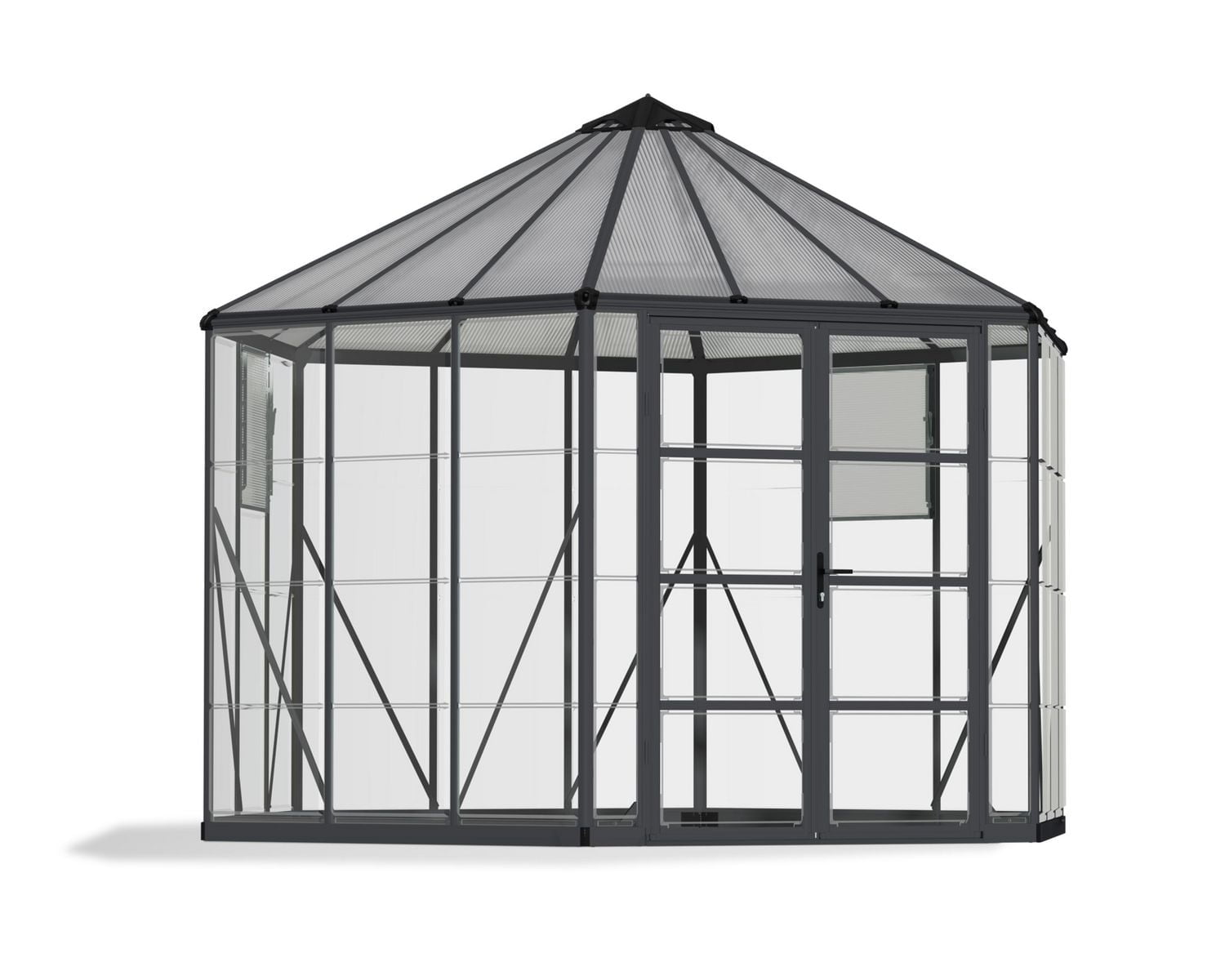 CANOPIA by PALRAM Oasis 12 ft. Greenhouse Kit - Grey Structure & Hybrid Panels (94.2 sq. ft.)