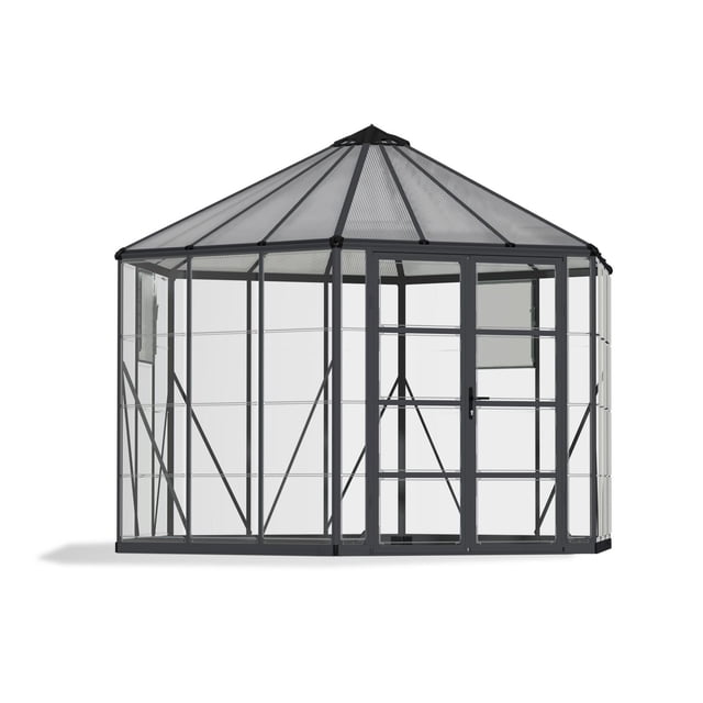 CANOPIA by PALRAM Oasis 12 ft. Greenhouse Kit - Grey Structure & Hybrid Panels (94.2 sq. ft.)