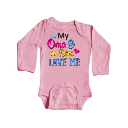

Inktastic My Oma and Opa Love me with Hearts Gift Baby Boy or Baby Girl Long Sleeve Bodysuit