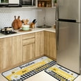 thumbnail image 7 of Bee Yellow Kitchen Mats for Floor, Flower Daisy Plaid Kitchen Rugs Set of 2 Carpet Area Rug, Floral Farmhouse Bee Kitchen Decor and Accessories Stuff, Yellow Black White, 17x30 and 17x47 Inch, 7 of 7