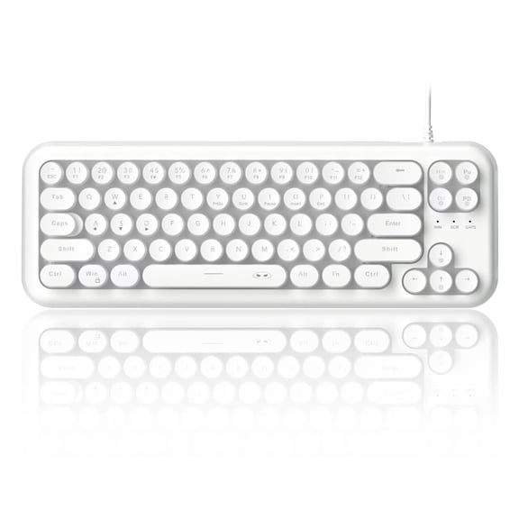 MageGee Typewriter Style 60 Percent Keyboard, Life Waterproof Gaming Keyboard with Mechanical Feeling RGB Backlit Small Compact Portable 60% Keyboards (White)