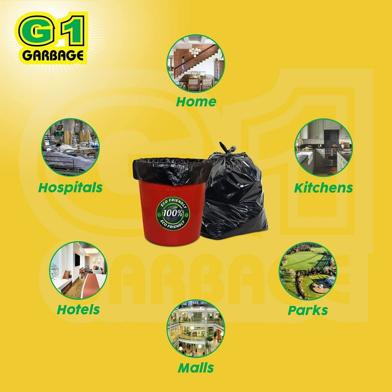 G 1 Garbage Bags Medium Black 19X21 Inch Buy 10 Packs Get