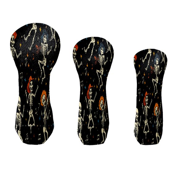 Golf Club Cover Velvet Lining Suitable for the First Wood, Fairway Wood and Hybrid Club Head Cover Golf Gifts Cartoon Skull Dancing