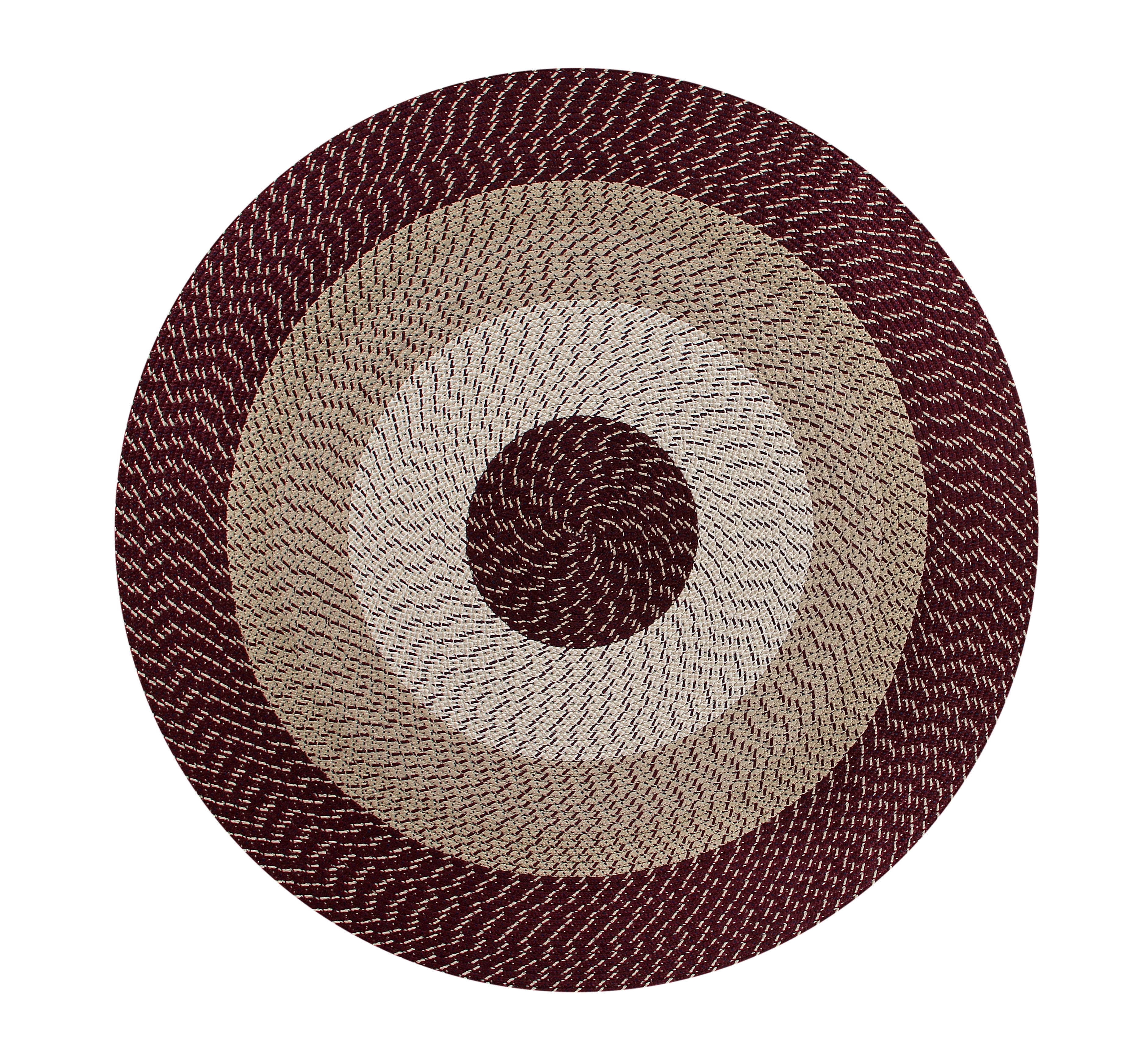 Better Trends Country Braided Rug 6' Round Burgundy Striped