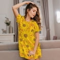 thumbnail image 3 of Yiaed Sun Flowers Print Women's Loose-Fit Short Sleeve Nightgown, Soft and Comfortable Sleep Dress for Relaxation and Sleepwear, 3 of 6
