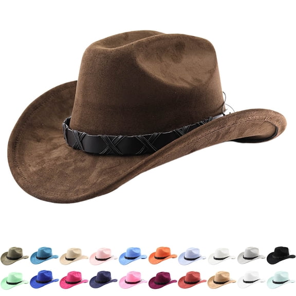 Cowboy Hat for Women and Men Felt Wide Brim Suede Cowboy Cowgirl Hats Felt Cattleman Western Hats Party