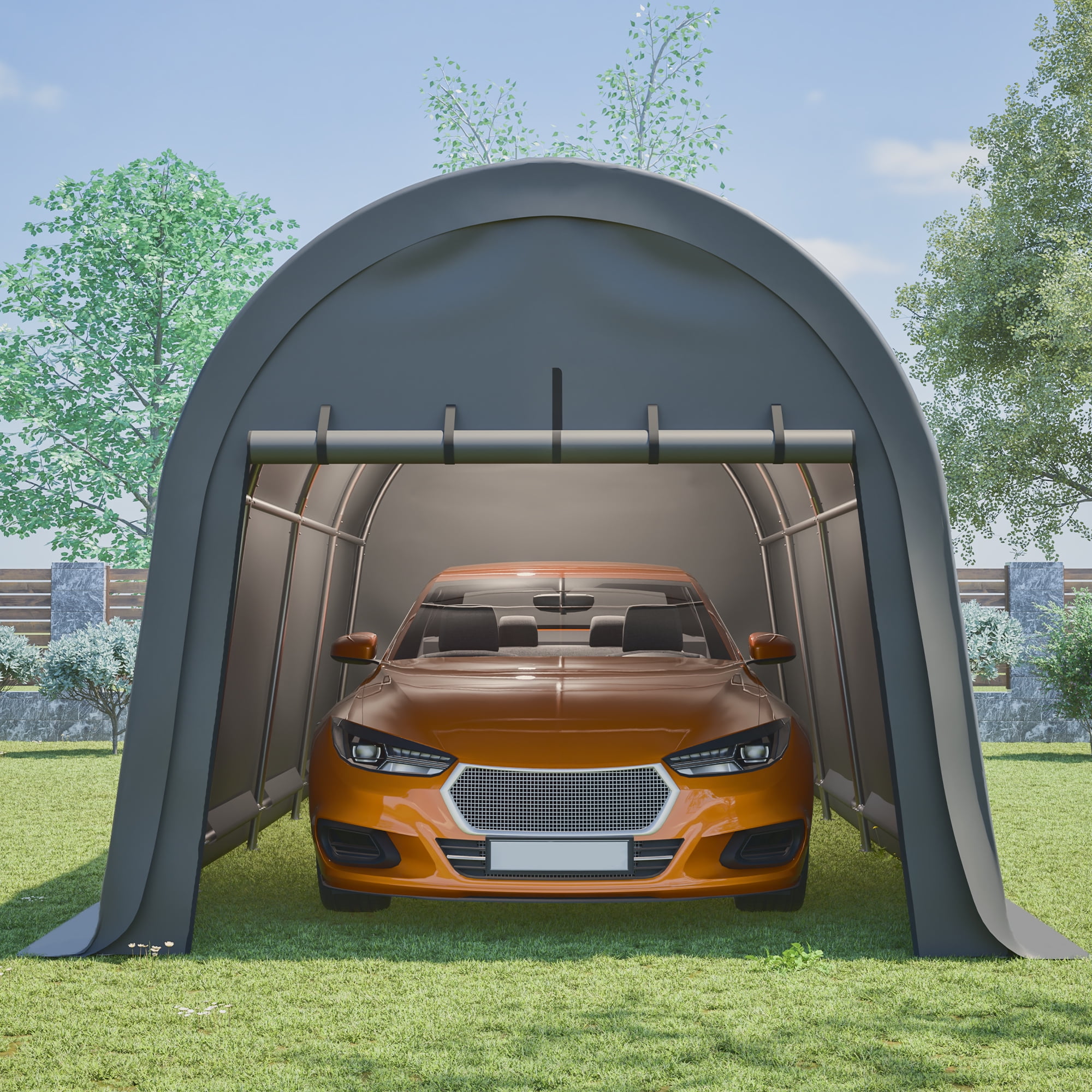 10x20 FT Heavy Duty Carport Canopy - Commercial Grade Portable Garage with Steel Frame, Waterproof Cover, Wind & Snow Resistant Outdoor Shelter for Trucks, Cars, Boats