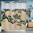 thumbnail image 6 of No Hook Shower Curtains with Snap-in Liner Set, Teal Pine Tree Waterproof Hotel Style Bathroom Shower Curtain, Farmhouse Botanical Country Rustic Breathable Mesh Top Window Bath Curtains 72''x72'', 6 of 9