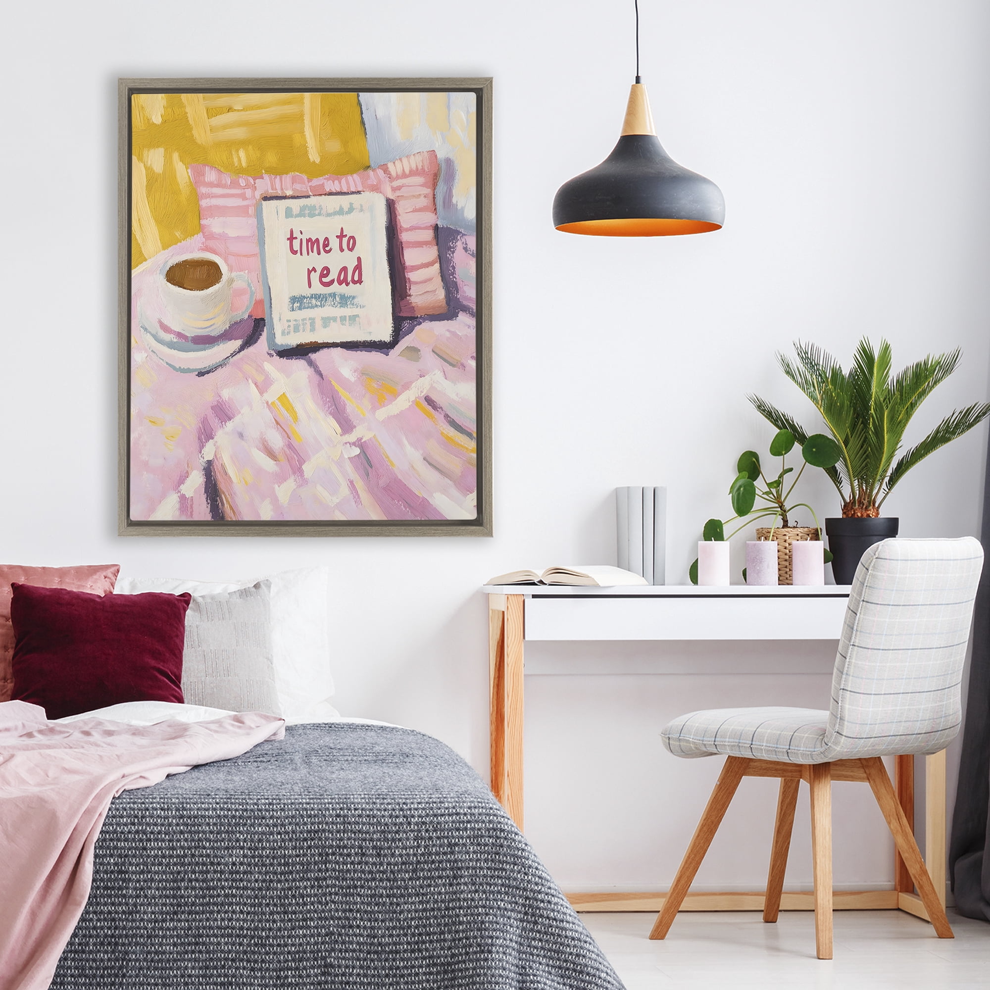 Stupell Industries Time To Read in Morning Brown Framed Floater Canvas Wall Art, design by The Prints Vibe