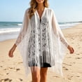 thumbnail image 2 of AHMOMEI Women’s Floral Lace Tassel Shawl Wrap, Sheer Open Front Fringed Cover Up, Lightweight Scarf for Evening Dresses Wedding Bridesmaid Party (White), 2 of 6