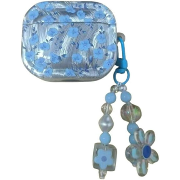 Compatible with AirPods 4th Generation(2024 Release),Cute Beautiful Flower Pattern Design Colorful Headphone case with Floret Keychain for Girls Womens