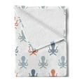 thumbnail image 2 of Octopus Soft Flannel Fleece Throw Blanket, Ocean Animal Tentacles Silhouettes Sea Life Underwater Wildlife Abstract, Cozy Plush for Indoor and Outdoor Use, 50" x 70", Blue Grey Cinnamon, by Ambesonne, 2 of 5