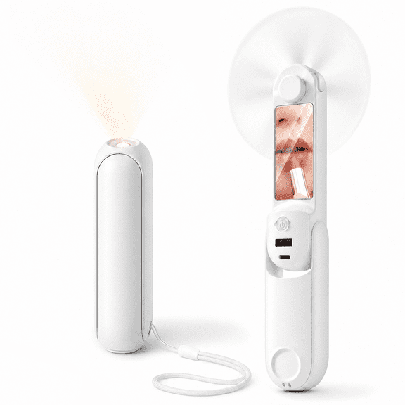 ATUPEN Portable Fan, 3 in 1 Handheld Mini Fan for Outdoor Activities Beach Travel & Women Men Gifts (White)