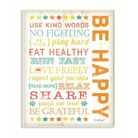 The Kids Room by Stupell Be Happy Typography Wall Plaqueby Jennifer Pugh