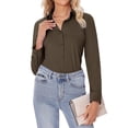 thumbnail image 1 of Camisas con botones para mujer Siliteelon Slim Fit Coffee Brow, 1 of 9