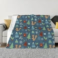 thumbnail image 1 of XMXT Throw Blanket, Christmas Squirrel Blue Doodle Machine Washable Blankets for Sofa, 60 x 50 inches, 1 of 9