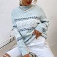 thumbnail image 6 of Women's 2025 Fall Winter Sweaters Turtleneck Trendy Snowflake Printed Long Sleeve Knitted Tops Soft Stretchy Comfy Warm Pullover Blouses, 6 of 8
