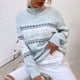 thumbnail image 4 of Suéter navideño con estampado de copos de nieve para mujer, otoño e invierno, 2024, cuello redondo, manga larga, elegante, de punto, para mujer, 4 of 5