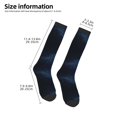 thumbnail image 2 of Xecao Blue Glitter Retro print thigh-high socks, crafted for both men and women with a stretchy, high-opaque design perfect for daily wear, 2 of 6
