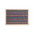thumbnail image 1 of Tribal Wall Art with Frame, Striped Retro Pattern Rich Mexican Color Folkloric Print, Printed Fabric Poster for Bathroom Living Room, 35" x 23", Teal Plum and Orange, by Ambesonne, 1 of 2