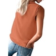thumbnail image 3 of Camiseta de Tirantes Holgada Sin Mangas con Cuello en V y Encaje de Pestañas de Verano, Color Naranja, Talla L, 3 of 9