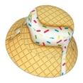thumbnail image 3 of Bingfone White Ice Cream Bucket Hat For Men Women,Packable Reversible Printed Sun Hats,Fisherman Outdoor Travel Hiking Beach Caps, 3 of 9