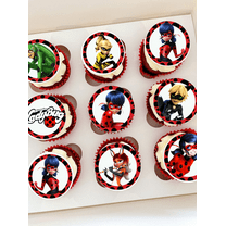 24 Edible Superhero Ladybug Cupcake Toppers Girls Birthday Party Supplies