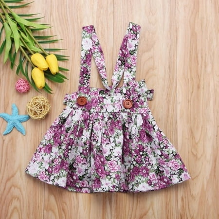 

Sweet Toddler Baby Girls Floral Princess Bib Strap Skirt Dress Outfits