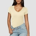 thumbnail image 2 of NJGRAE Womens Work Tops Women’S Slub Knit T-Shirts Women's Summer Top Solid Color Versatile Fashion Short Sleeved Top Women’S Tunic Length Blouses Xl, 2 of 5