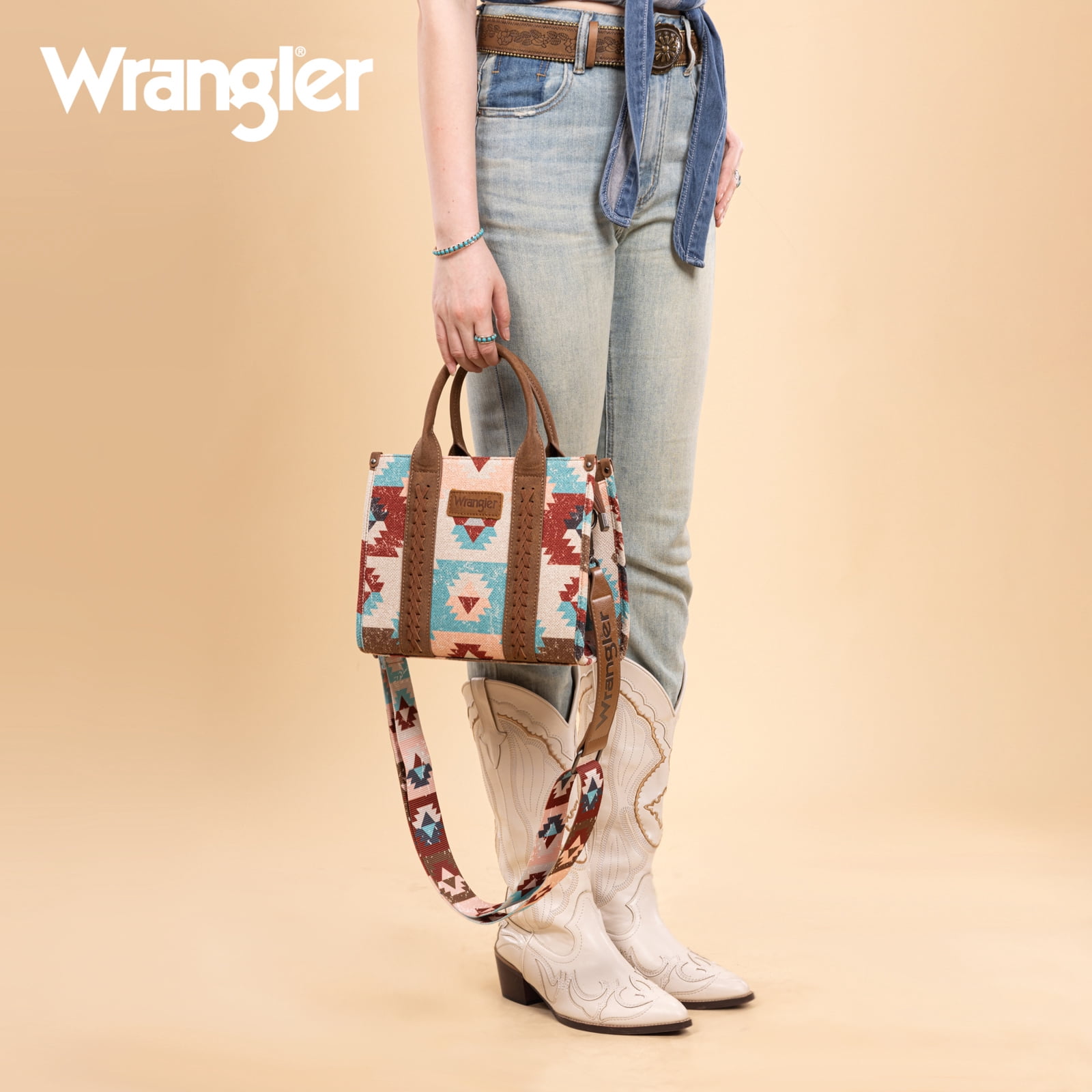 Montana West Women's Wrangler Purse - Stylish Western Aztec Tote Bag with Guitar Strap Boho Chic Design for Every Occasion, Brown