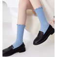 thumbnail image 6 of TZYDMN Womens Ruffle Ankle Socks Fashion Breathable Solid Color Turn-Cuff Cute Girls Socks 3 Pairs, 6 of 8