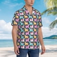 thumbnail image 2 of KLL Men's Hawaiian Shirt Short Sleeve Button Down Beach Shirts-Colorful Alpaca, 2 of 5