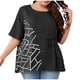 thumbnail image 2 of Fiudx Ropa de Mujer Blusa Holgada de Manga Corta con Cuello Redondo y Manga Corta Informal de Verano de Gran Tamaño para Mujer, 2 of 6