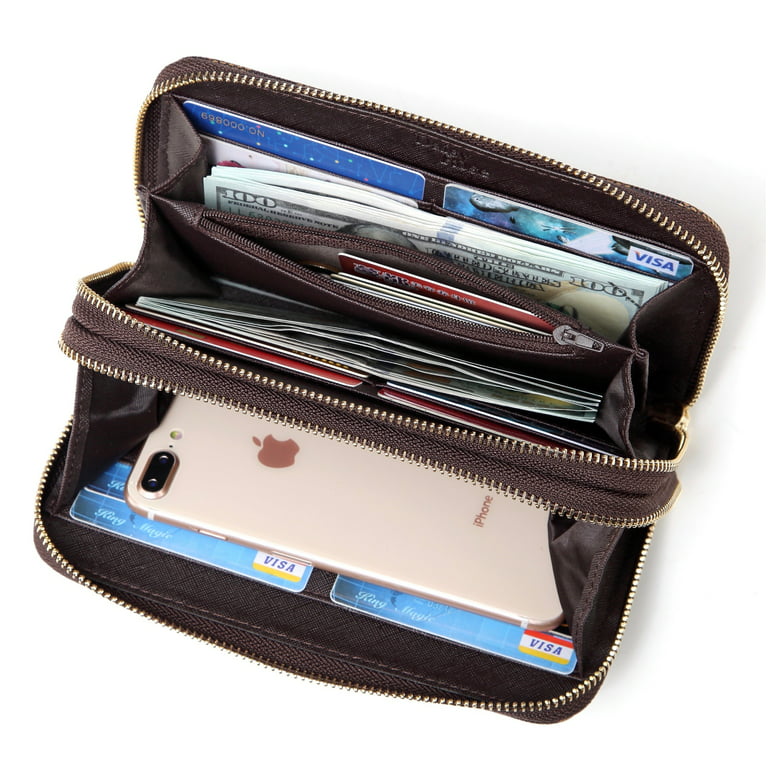 Daisy Rose Women's Dual Zipper Wallet and Phone Clutch
