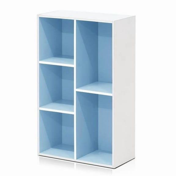 11069WH-LBL 5-Cube Reversible Open Shelf, White & Light Blue