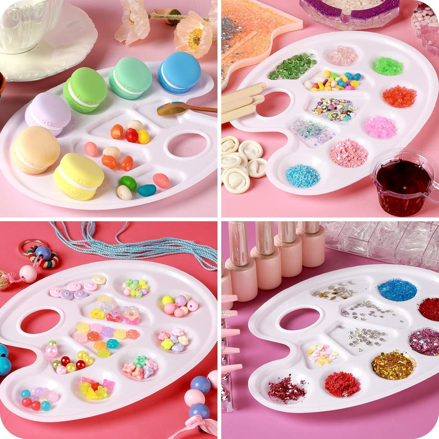 20 PCS Oval Paint Tray Palettes, Plastic Paint Tray Palette, Paint Palette Paint Pallets with Thumb Hole, Paint Holder Tray for Kids, Paint Trays for Kids, Paint Trays for Acrylic Paint