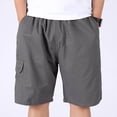 thumbnail image 3 of DPTALR Men's Summer Casual Sports Cargo Shorts, Loose Straight Fit Mid-Length with Multiple Pockets,Dark Gray,Big and Tall Men XXXXL, 3 of 7