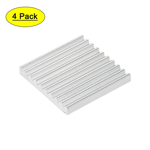 2.5x19x19mm Silver Tone Aluminum Heatsink Thermal Adhesive Cooler for Cooling 3D Printers 4Pcs