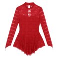 thumbnail image 5 of inhzoy Women's Floral Lace Lyrical Dance Dress Mock Neck Ballet Dance Leotard Dresses Red X-Small, 5 of 9