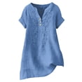 thumbnail image 6 of Embroidered Cotton Linen Tops Summer Linen Tops Oversized Linen Shirts For Women Gauze Shirts For Women Summer Blouses For Women Womens Summer Tops Peasant Blouse Gauze Tunic Tops For Women, 6 of 9