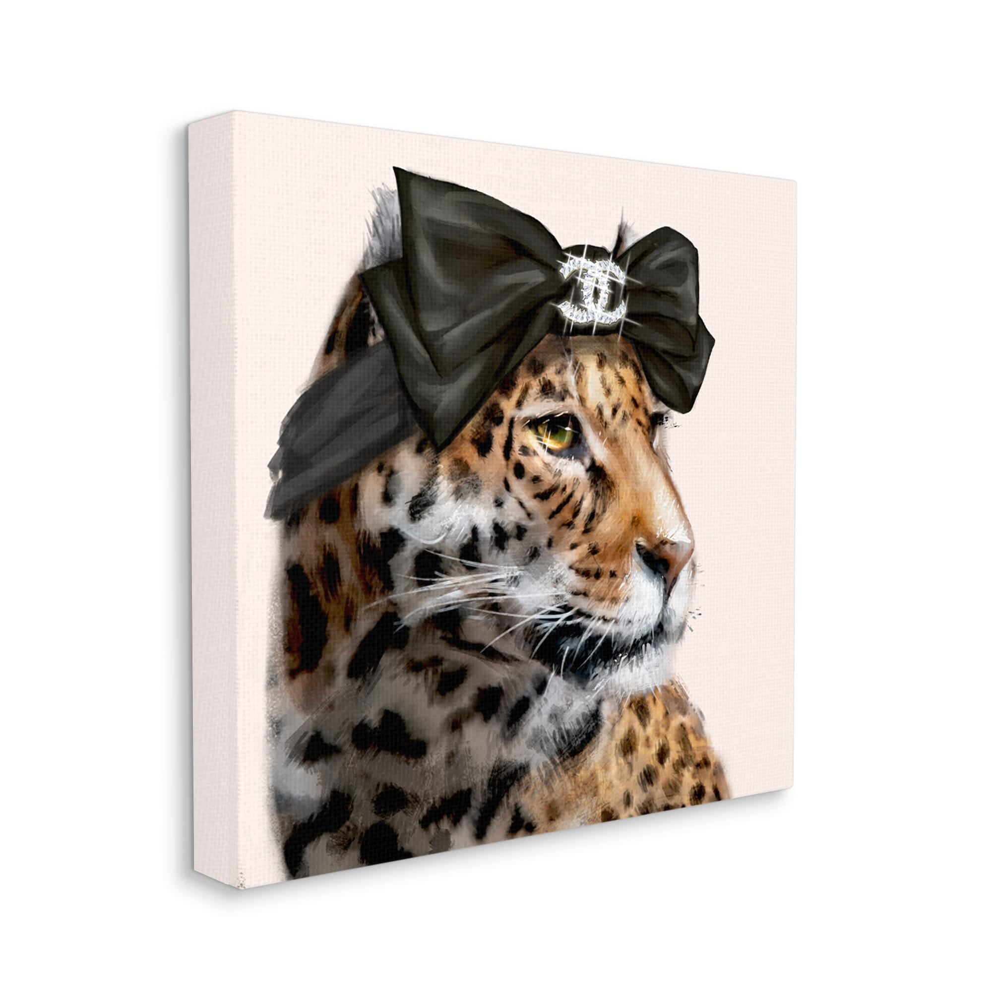 Stupell Industries Fashion Leopard Chic Animal Black Bow Glam, 24 x 24, Design by Ziwei Li