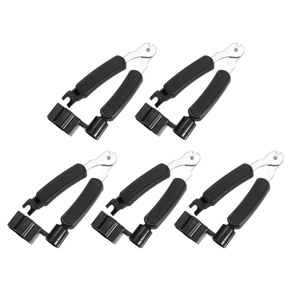 5 Pcs Black Guitar String Winder Cutter Pin Puller 3 in 1 Multifunctional Guitar Maintenance Tool
