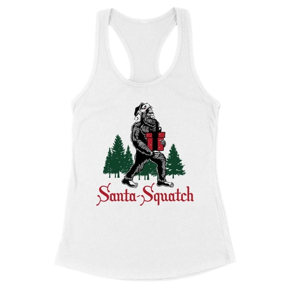 Santa-Squatch Tank Top Fitted Racerback Women's Large White